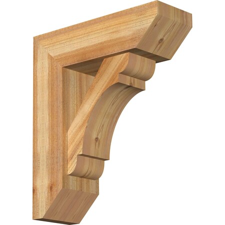 Ekena Millwork Olympic Slat Rough Sawn Bracket w/ Offset Brace, Western Red Cedar, 8"W x 24"D x 28"H BKT0806X24X28OLY06RWR